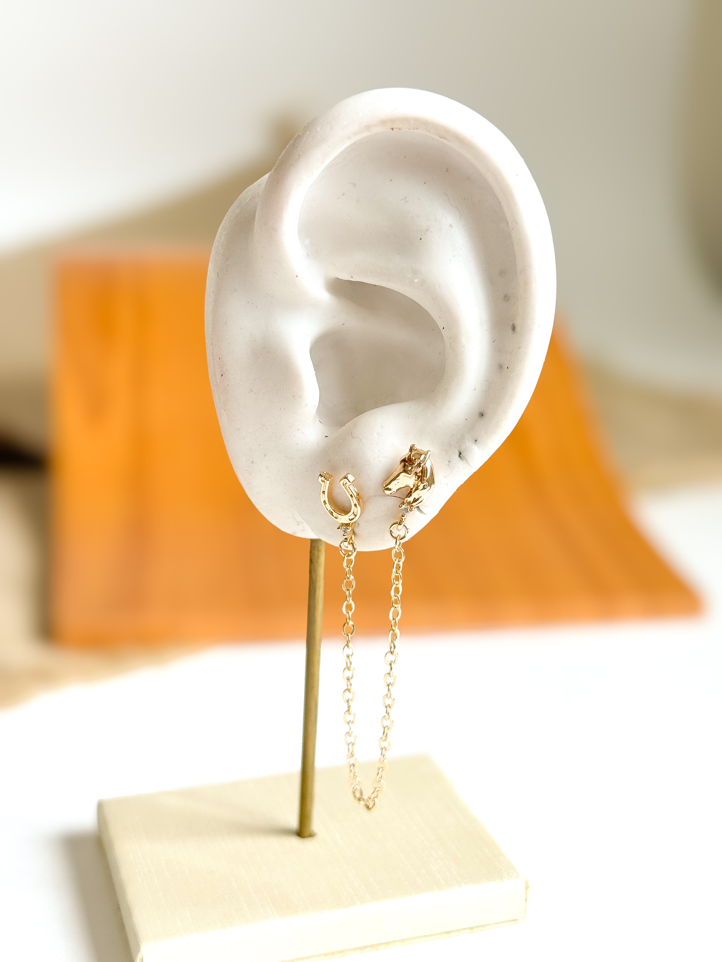 Arete Doble Herradura y Caballo