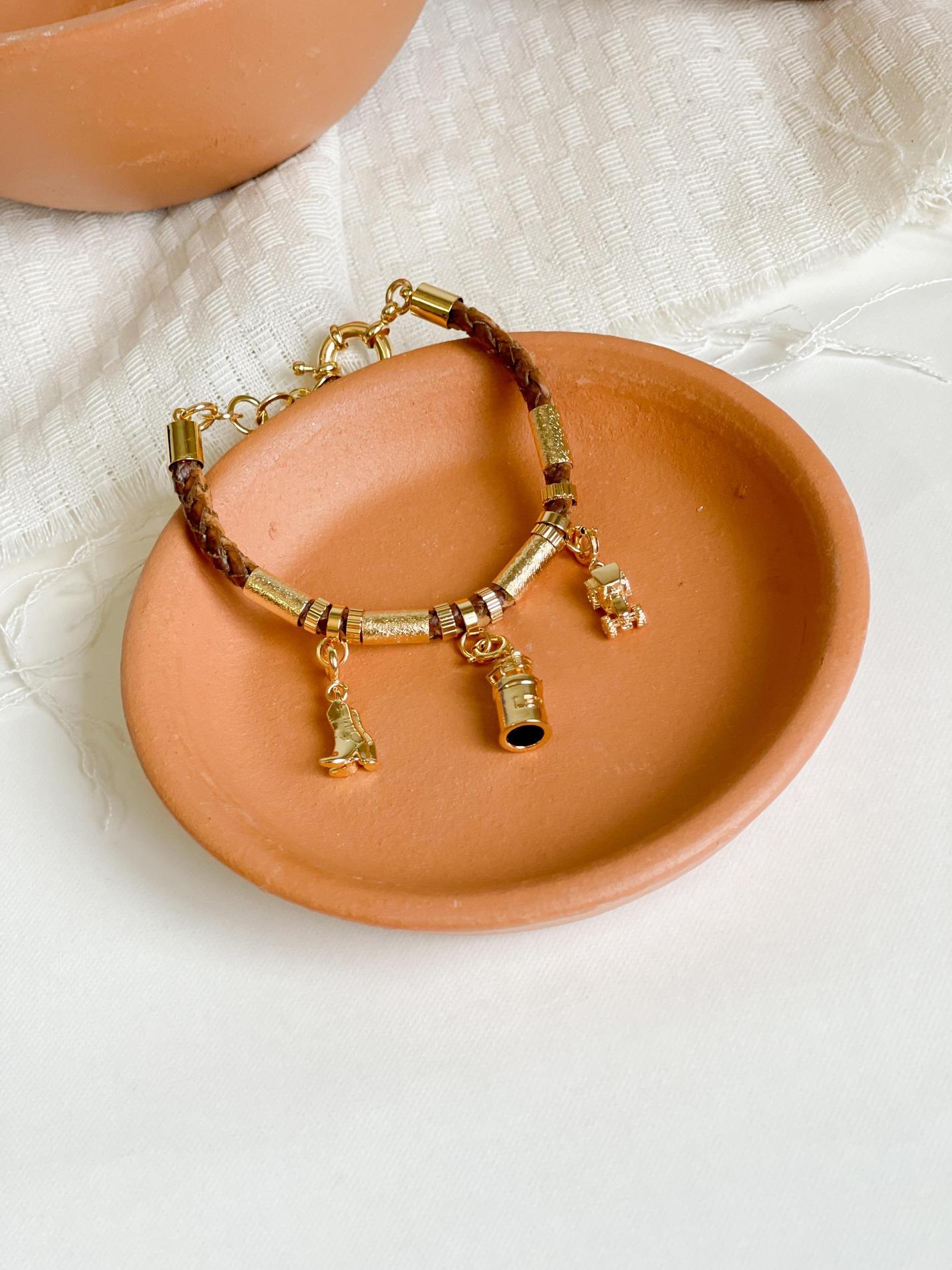 Pulsera Cuero Rústico para Dijes