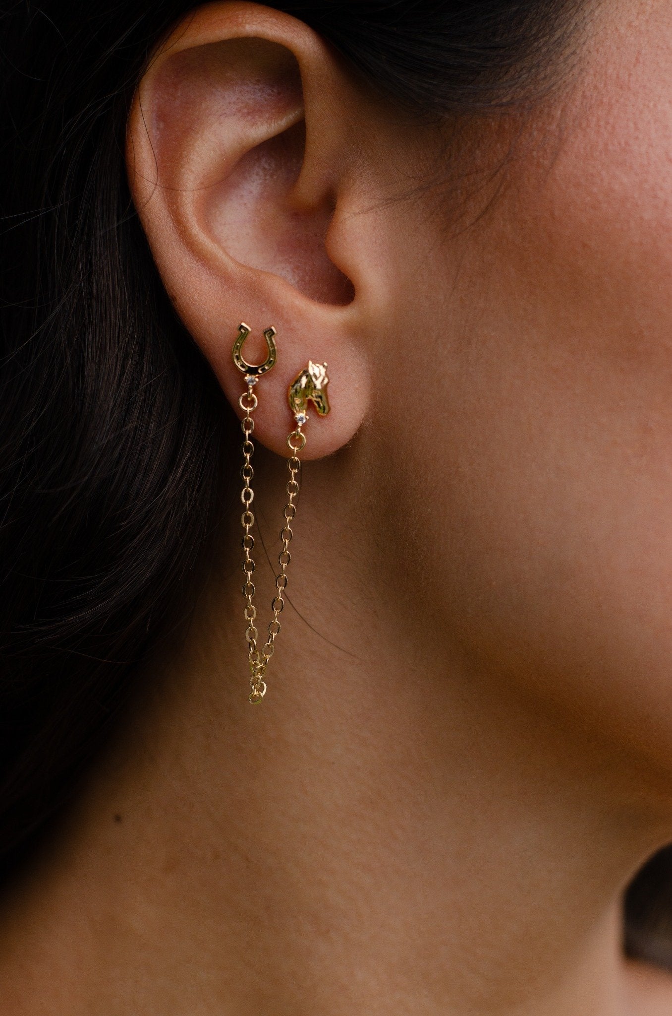 Arete Doble Herradura y Caballo