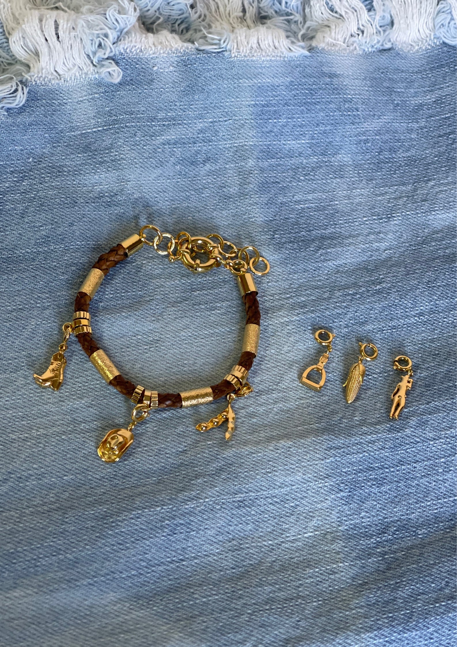 Pulsera Cuero Rústico para Dijes